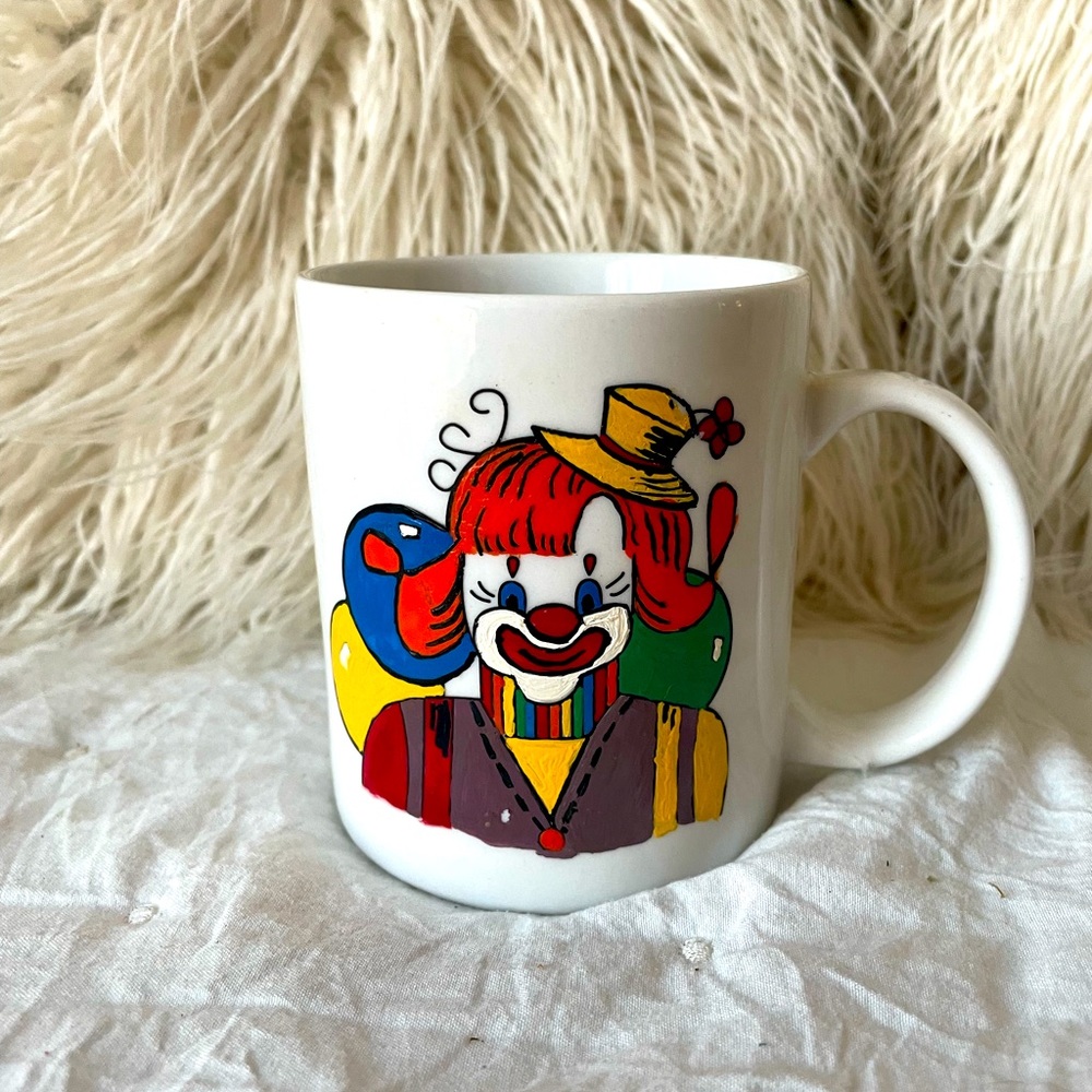 Retro • 90’s Hand Painted Happy Birthday Clown Mug